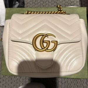 Gucci marmount square flap matelasse neutral chain strap new box in store still